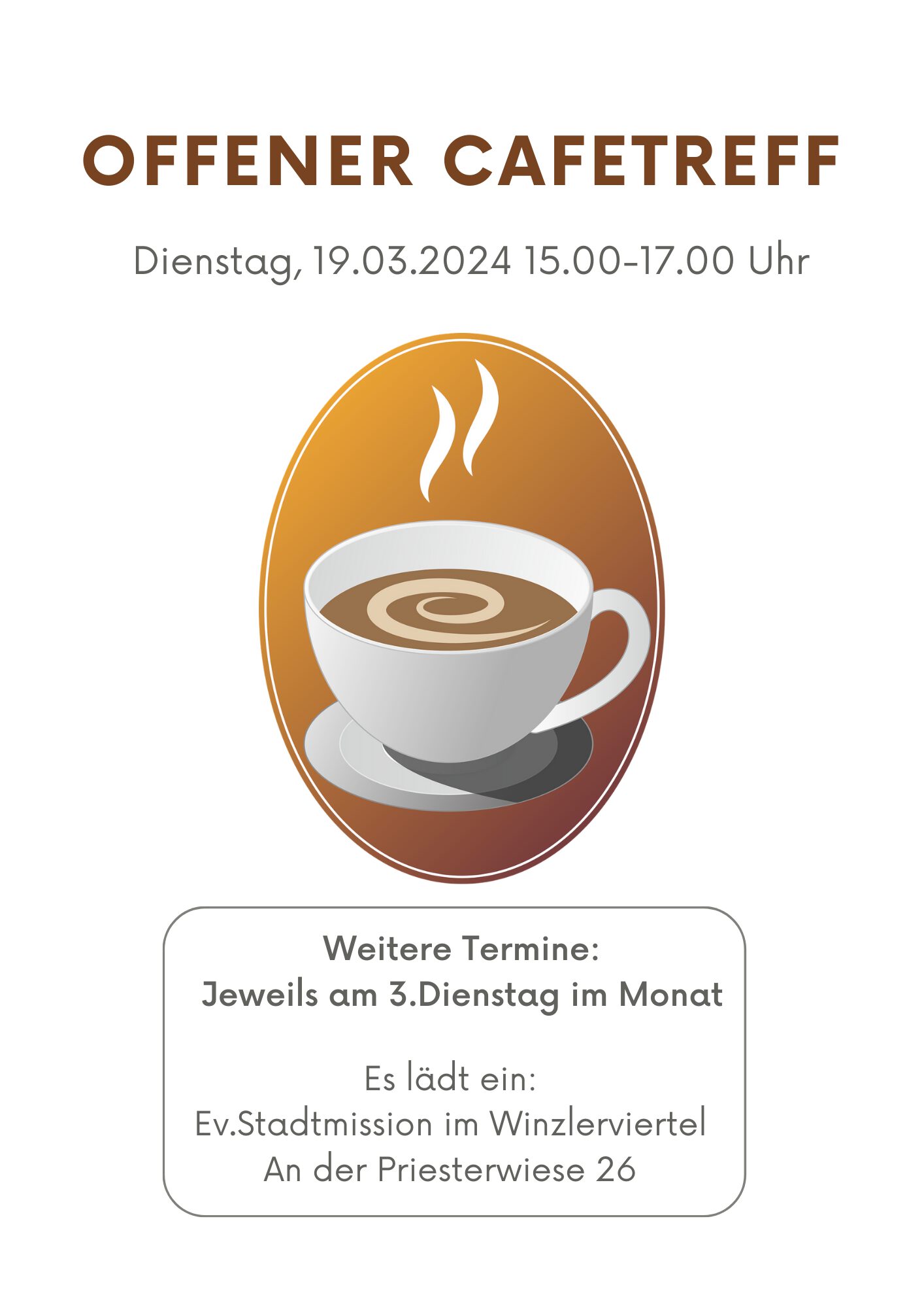 Mehr über den Artikel erfahren Cafétreff am 19.03.2024